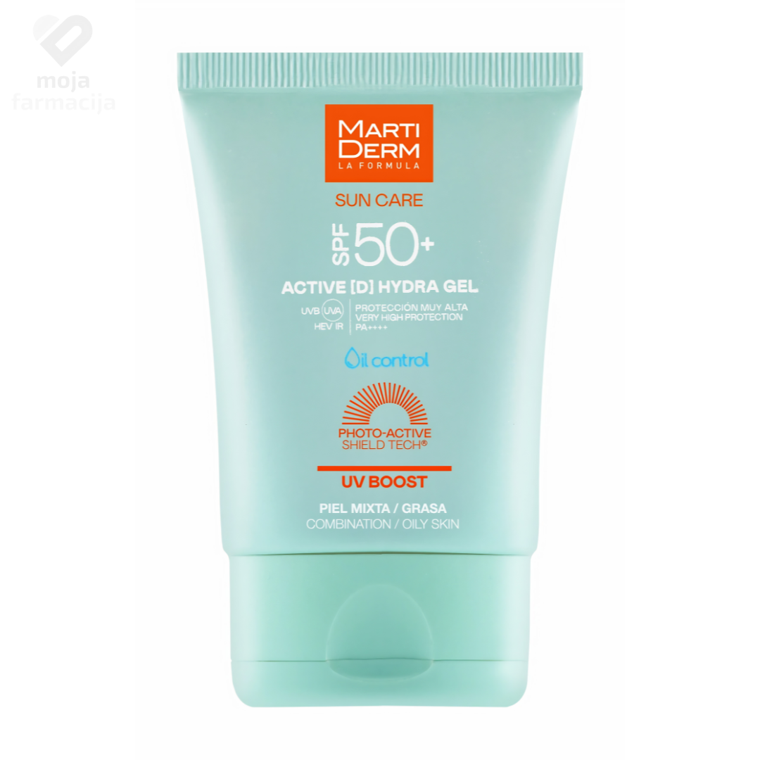 MartiDerm Sun Care SPF 50+ Active D Hydra Gel matirajuća krema za sunčanje za lice. MartiDerm Sun Care SPF 50+ Active D Hydra Gel matirajuća krema za sunčanje za lice.