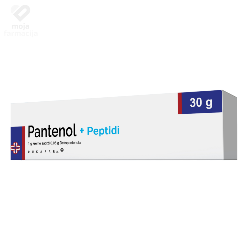 Dukafarm Pantenol + Peptidi krema za lice protiv bora i gubitka elastičnosti.