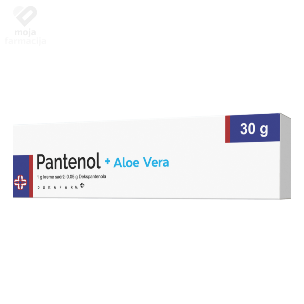 Dukafarm Pantenol krema + aloe vera za trenutno smirenje iritacija, crvenila i preosjetljivosti kože.