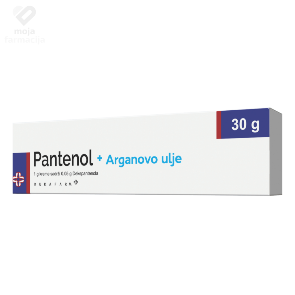 Dukafarm Pantenol krema + arganovo ulje za hranljivu njegu, elastičnost i ujednačen izgled kože.