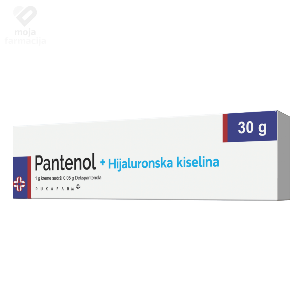 Dukafarm Pantenol krema + hijaluron za intenzivnu hidrataciju i smanjenje vidljivosti bora.