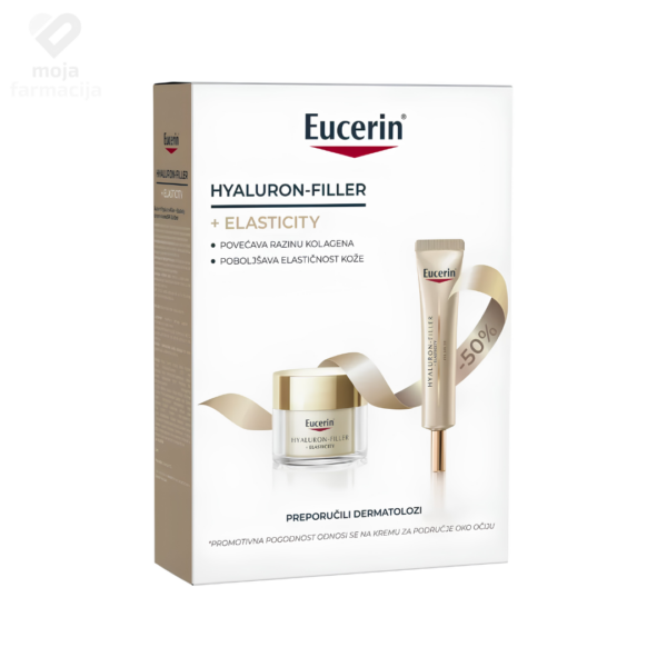 Eucerin Hyaluron-Filler + Elasticity promo paket sa dnevnom kremom i okoloočnom kremom uz 50% popusta.