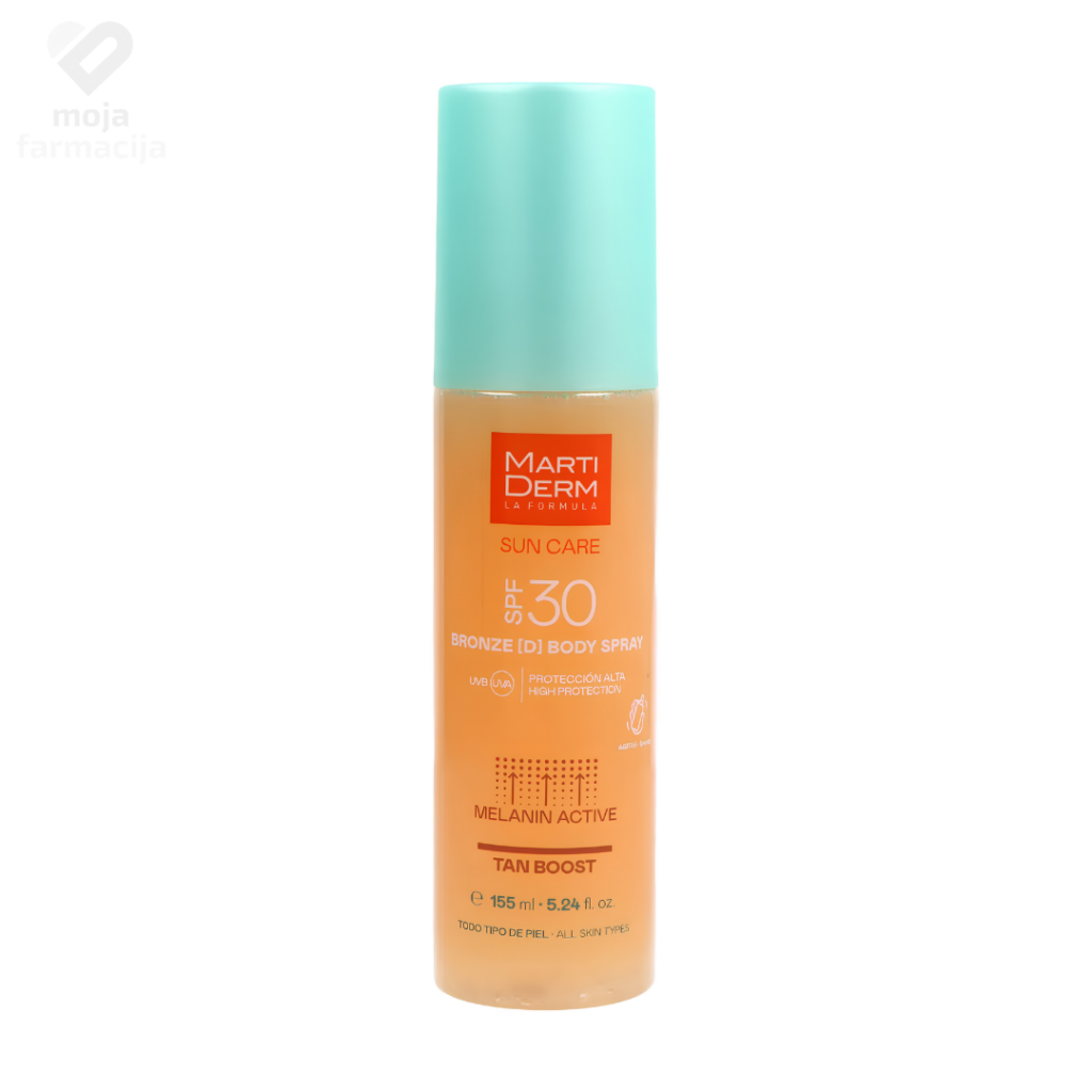 MartiDerm Sun Care SPF 30 Bronze D dvofazni sprej za brže prirodno tamnjenje tijela.