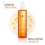 Tekstura Vichy Cell Protect suhog ulja koje se brzo upija bez masnih tragova.