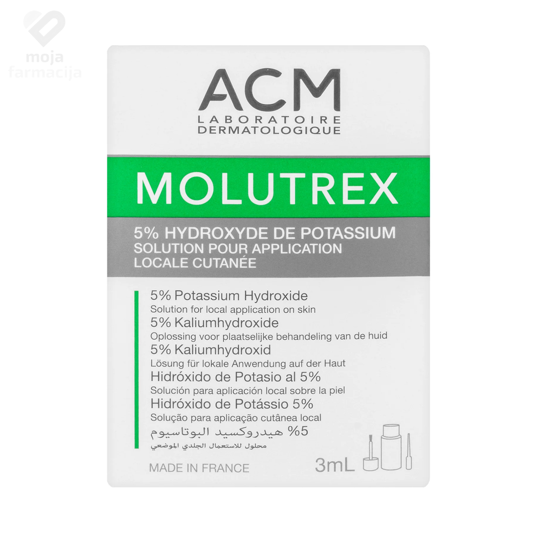 Laboratoire ACM Molutrex 5% otopina za tretman virusnih bradavica sa aplikatorima. Laboratoire ACM Molutrex 5% otopina za tretman virusnih bradavica sa aplikatorima.