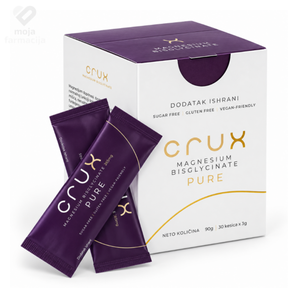 Crux Pure Magnezijum Bisglicinat 265 mg 30 kesica za rastvaranje u vodi bez laksativnog efekta.