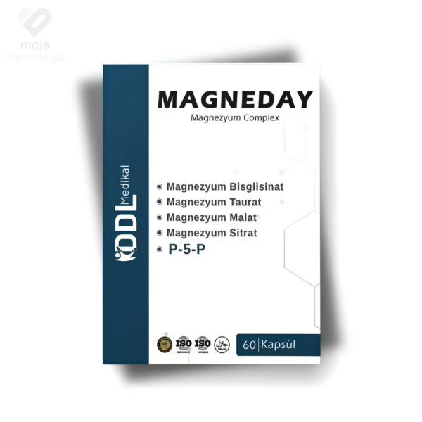 MAGNEDAY kapsule s 4 oblika magnezija i aktivnim vitaminom B6 P-5-P za mišiće i energiju