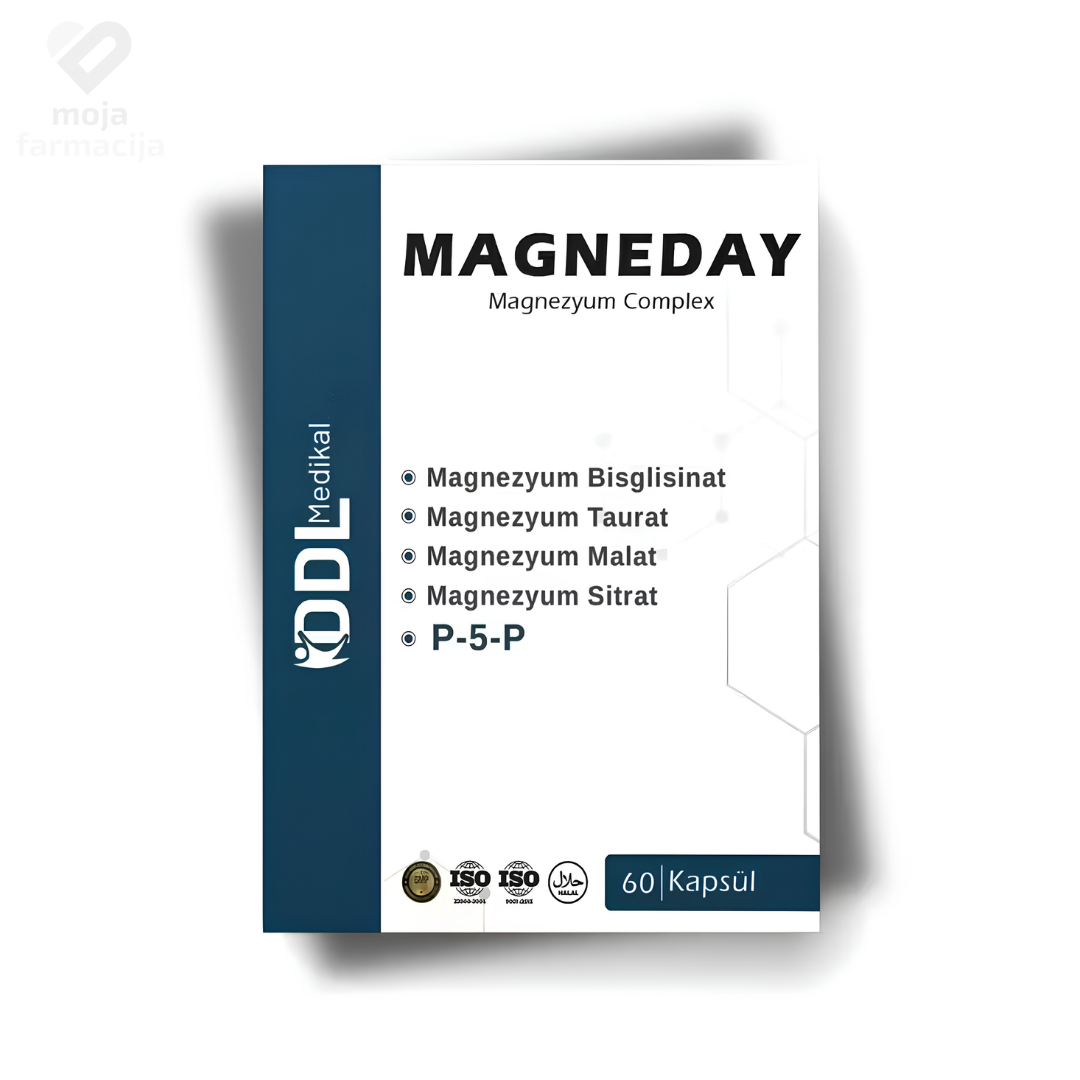 MAGNEDAY kapsule s 4 oblika magnezija i aktivnim vitaminom B6 P-5-P za mišiće i energiju MAGNEDAY kapsule s 4 oblika magnezija i aktivnim vitaminom B6 P-5-P za mišiće i energiju