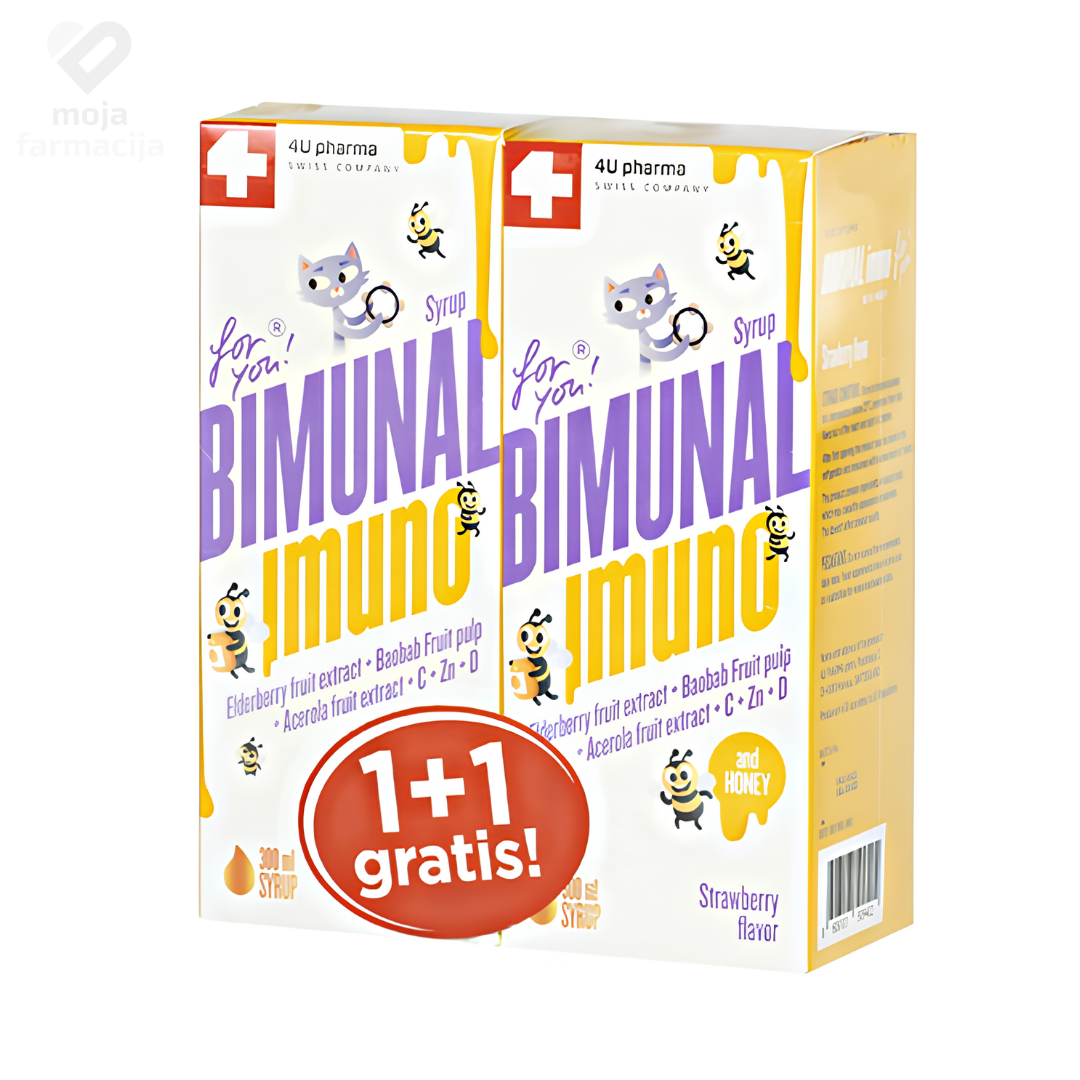 4U Pharma Bimunal Imuno promo paket 1 plus 1 gratis sa dva sirupa od 300 ml 4U Pharma Bimunal Imuno promo paket 1 plus 1 gratis sa dva sirupa od 300 ml