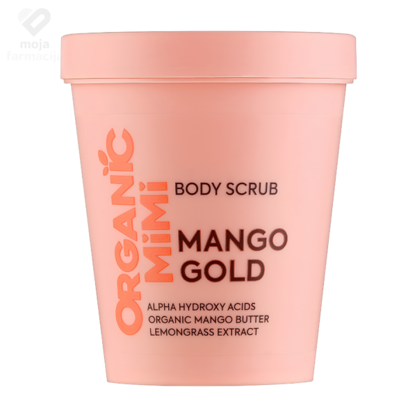 Organic Mimi Mango Gold prirodni voćni piling za tijelo sa organskim mango maslacem, limunovom travom i AHA kiselinama 250g