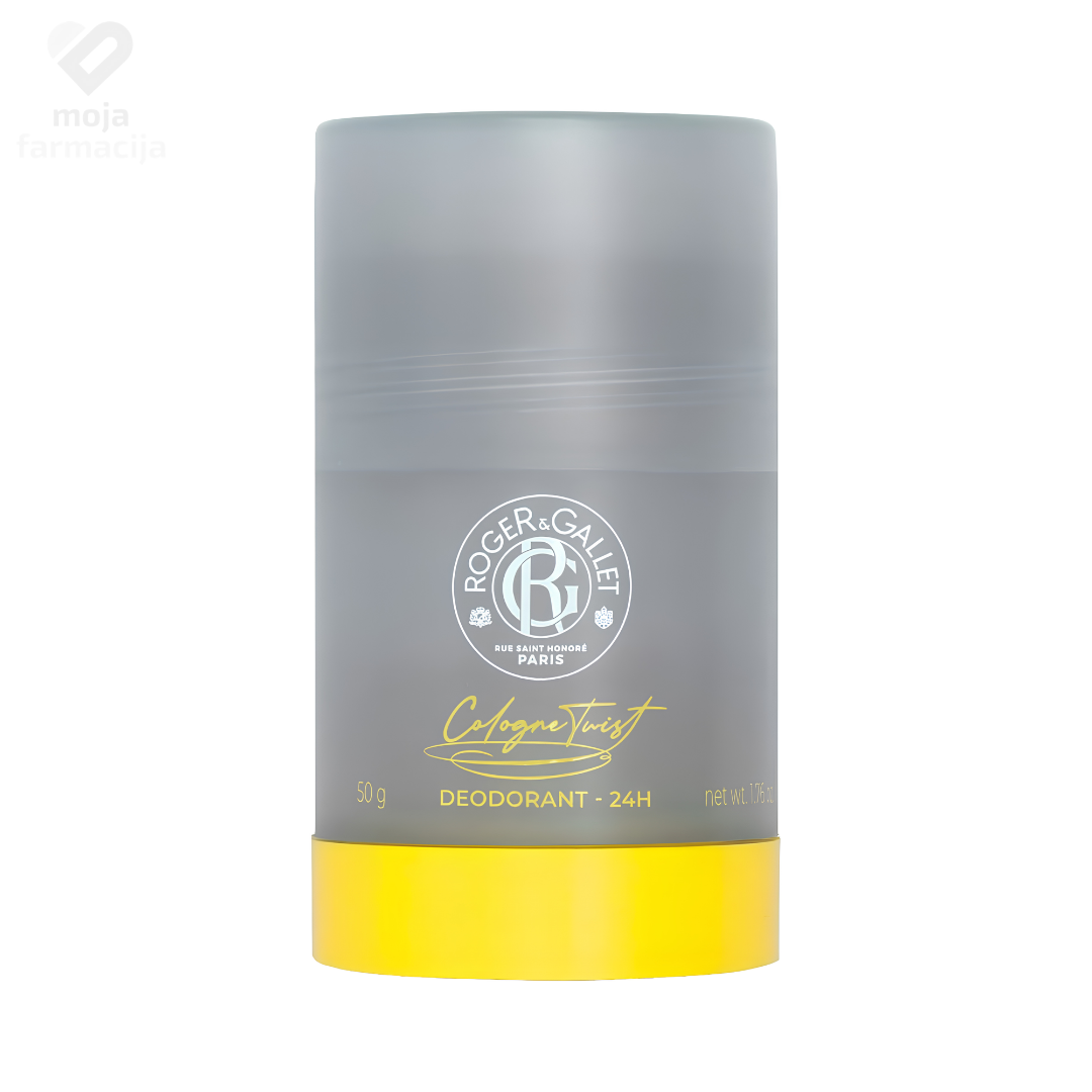 Roger & Gallet Cologne Twist prirodni muški roll-on dezodorans 50ml sa citrusima i drvenastim notama. Roger & Gallet Cologne Twist prirodni muški roll-on dezodorans 50ml sa citrusima i drvenastim notama.