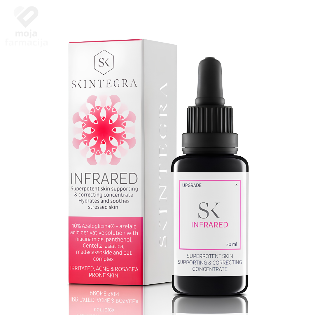 Skintegra Infrared umirujući serum sa derivatom azelaične kiseline i ektoinom za osjetljivo lice. Skintegra Infrared umirujući serum sa derivatom azelaične kiseline i ektoinom za osjetljivo lice.